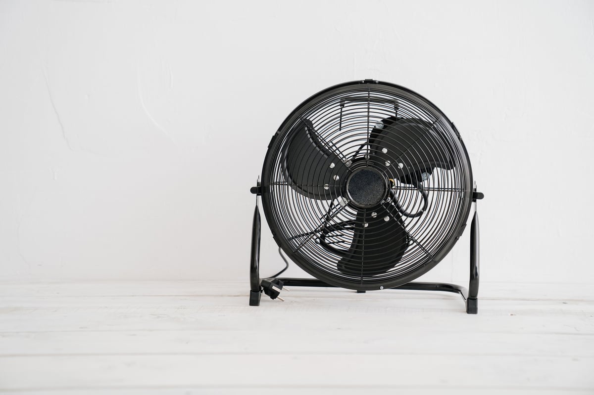 VORA box fan — high-velocity floor fan with tilt adjustment