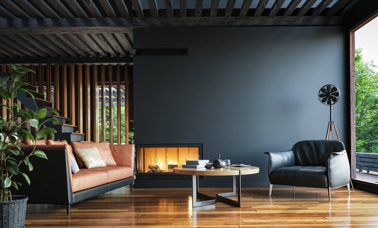 Modern dark home interior background, painted wall mock up