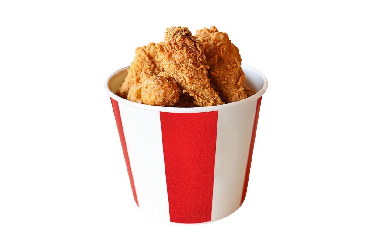 Hand-breaded fried chicken bucket