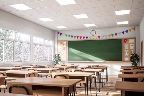 Aula con vista a jardín