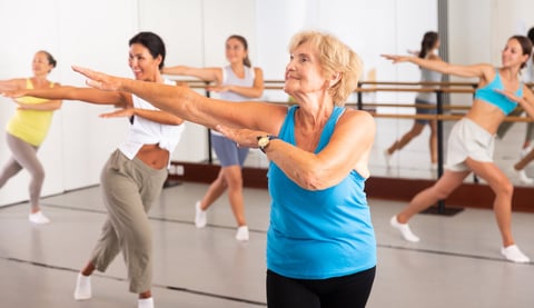 Group of dancers exercising modern dance