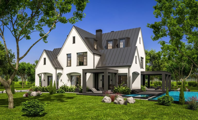Modern home with premium roofing