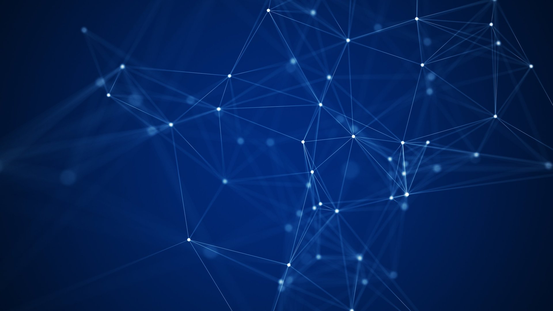 Blue digital particle field representing automated data flow