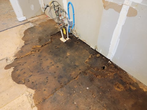 Leak detection under kitchen floor