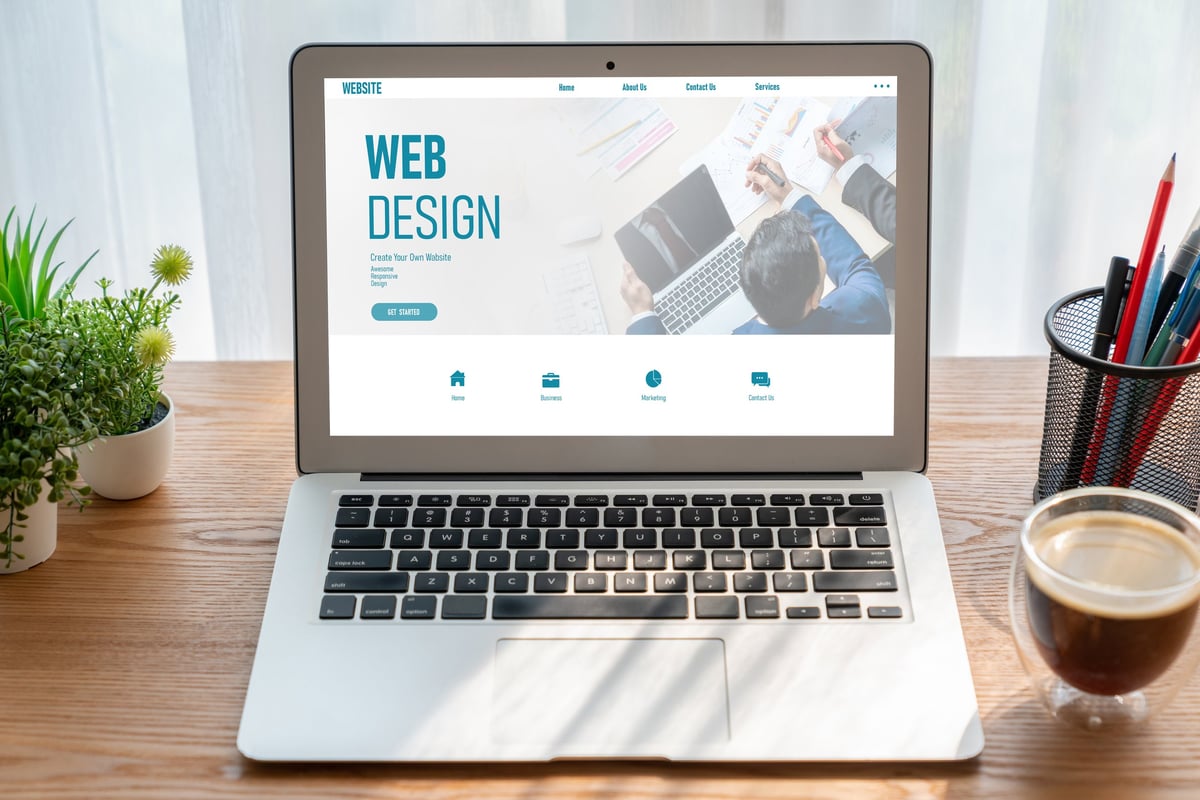 A split comparison showing an outdated cluttered website on one side and a modern, clean website design on the other, representing the decision to redesign