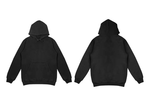 Black hoodie front and back flatlay mockup