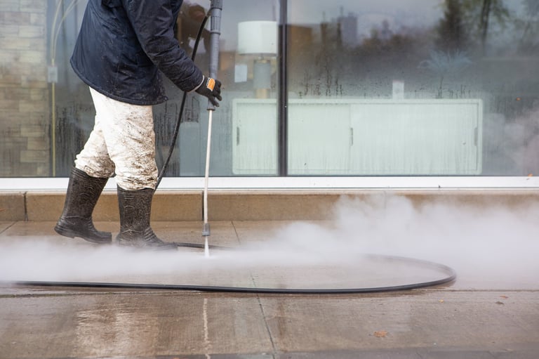 Professional sidewalk and concrete pathway pressure washing