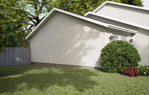 Professional house siding cleaning close up