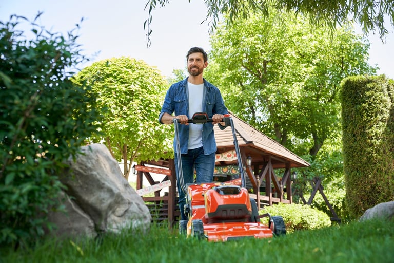 Professional lawn care technician