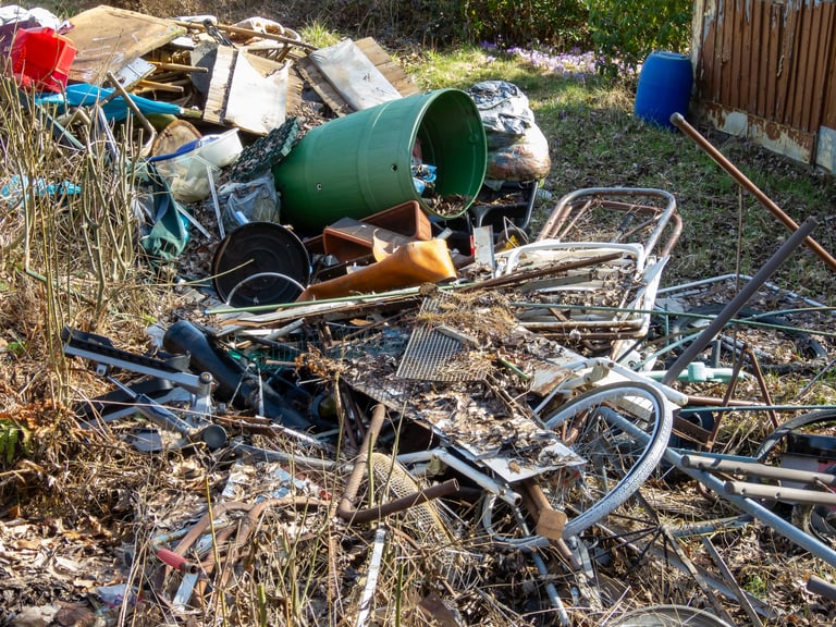Scrap to be disposed of in a garden