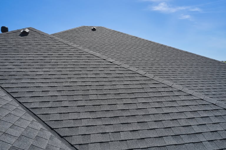 Aerial view of residential roofing