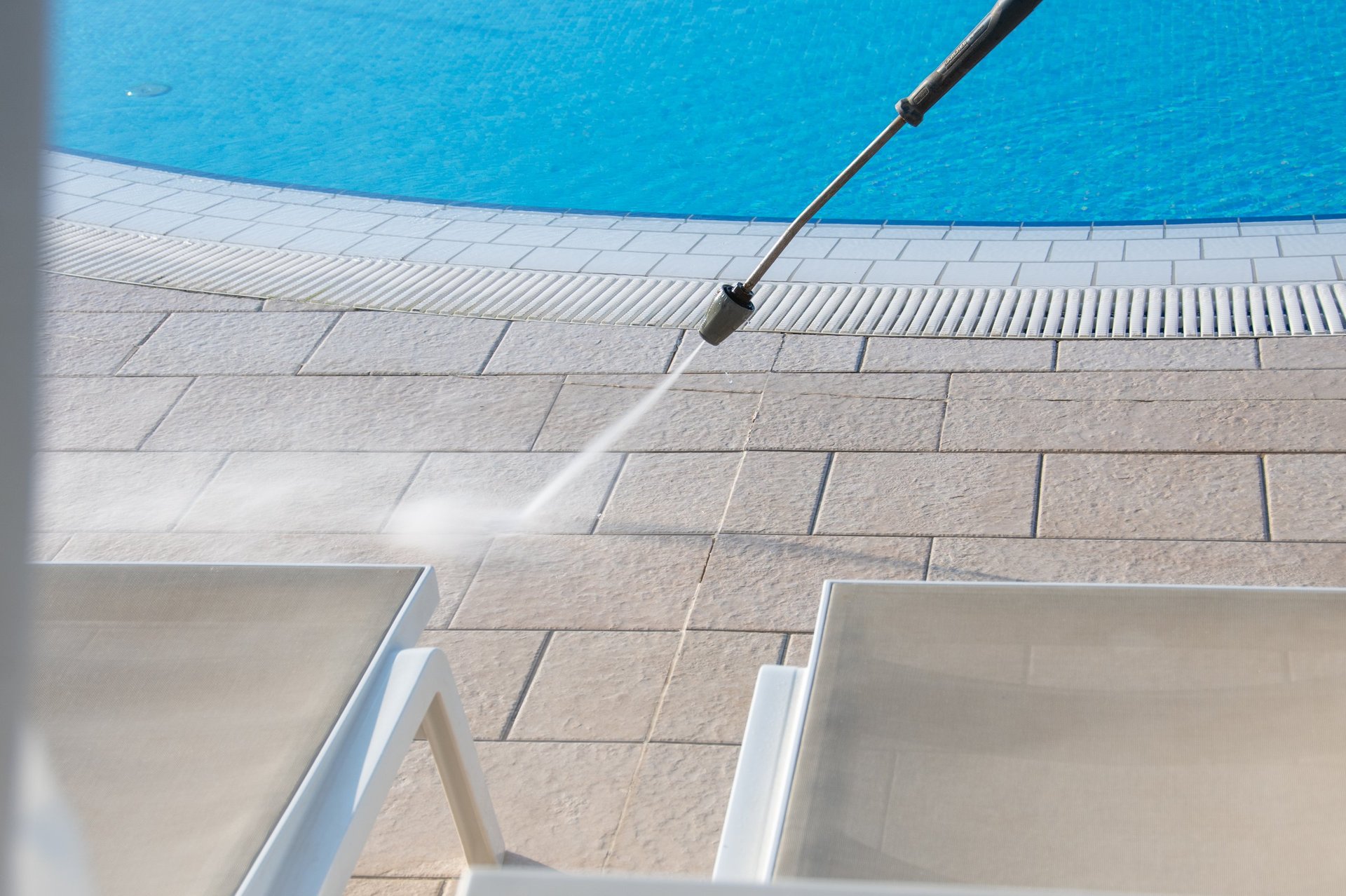 Deck and pool area pressure washing