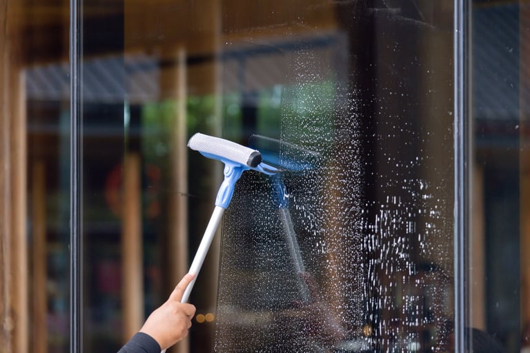 Window cleaning before and after transformation - before