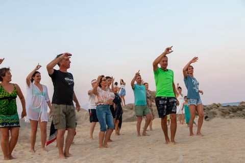 Dancers on the beach enjoying Zumba