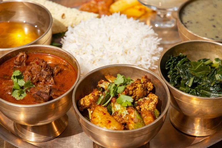 Nepali thali with dal bhat