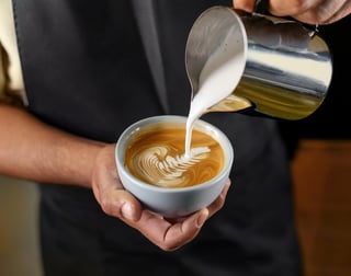 Barista making latte art