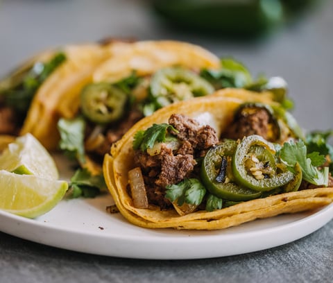 Fresh tacos with toppings