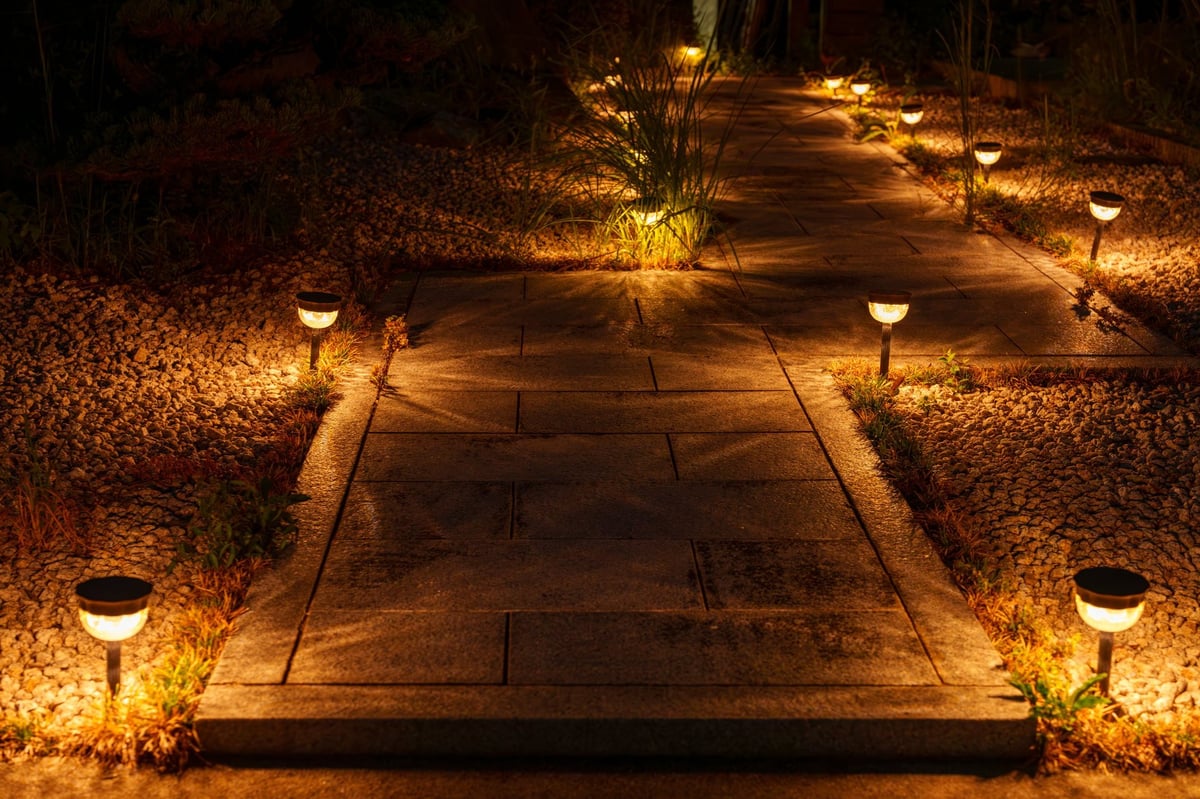 Illuminated landscape with path lighting and uplighting on trees — Capital Estate Exteriors Ottawa