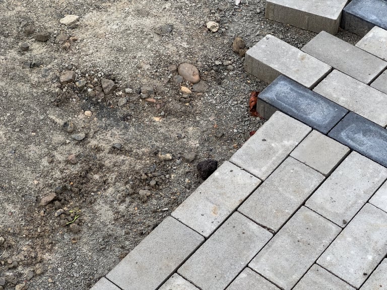 New block paving driveway under construction