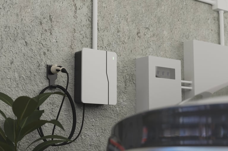 EV charger station installed in residential garage — Level 2 EV charger installation cost and pricing for Chilliwack homeowners