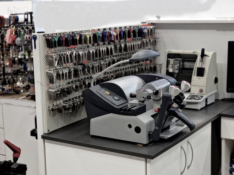 Professional key cutting and duplication equipment in our mobile workshop