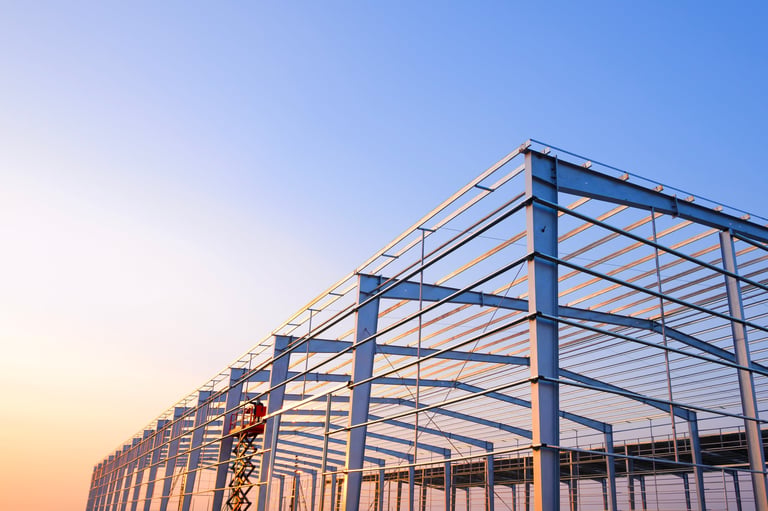 Metal posts and roof beam structure of factory industrial building
