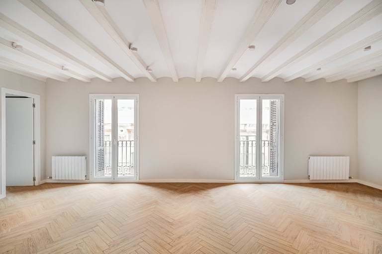 Bright, clean interior with freshly painted walls and natural light