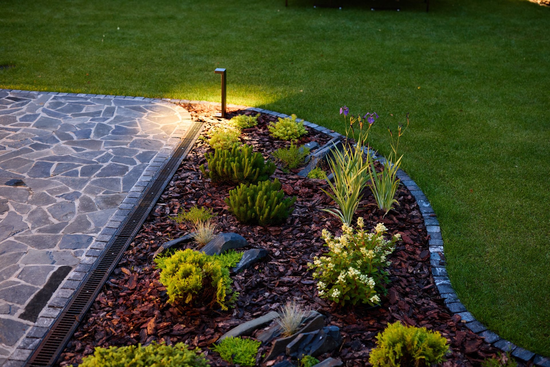Beautiful garden with lighting