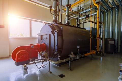 Commercial water heater system — large capacity industrial boiler room equipment