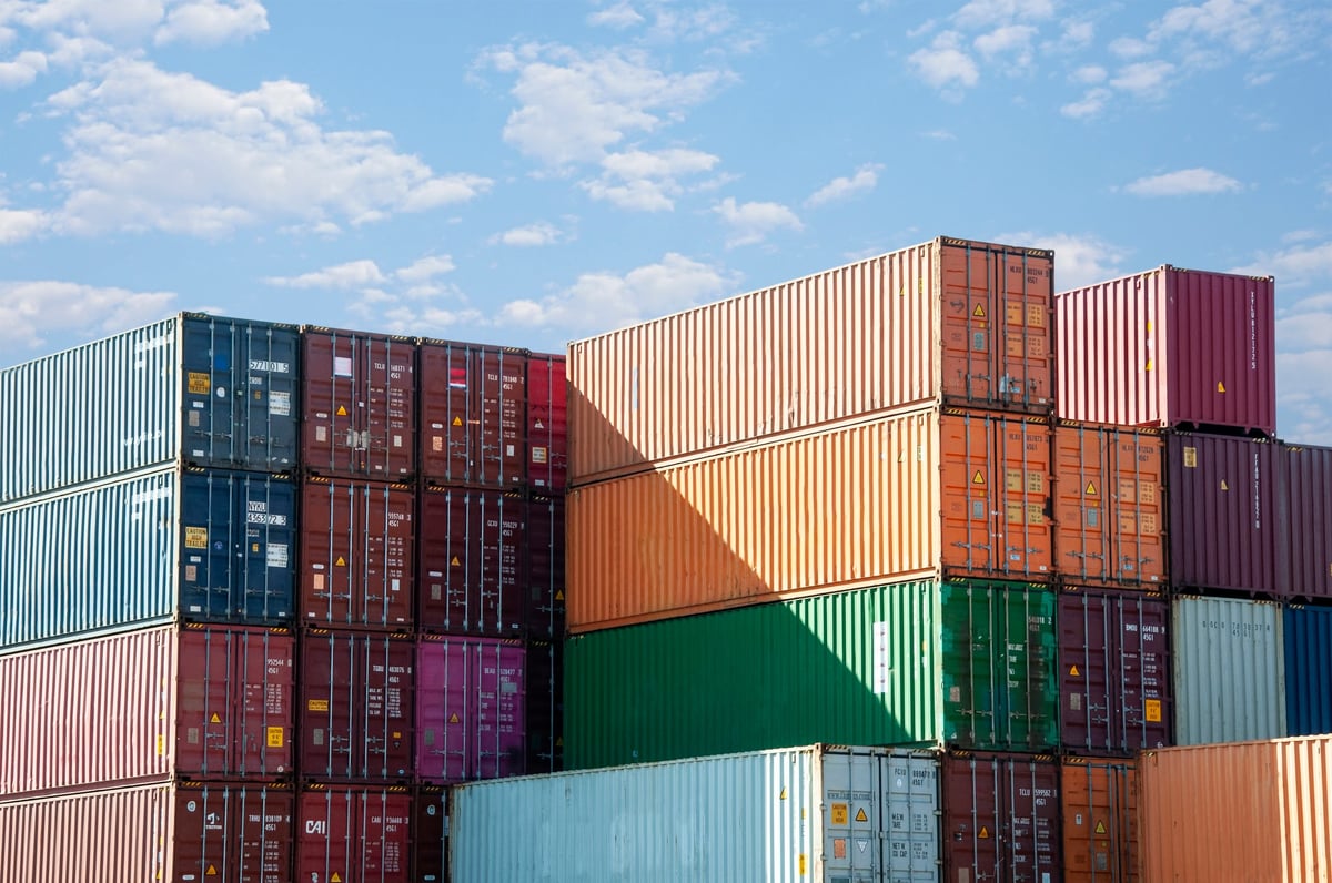 Container ship at sea — logistics and shipping