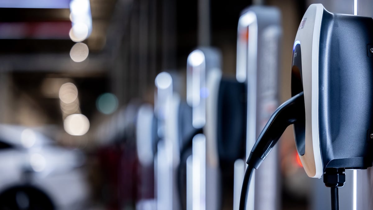 Electric vehicle charging infrastructure at a modern site