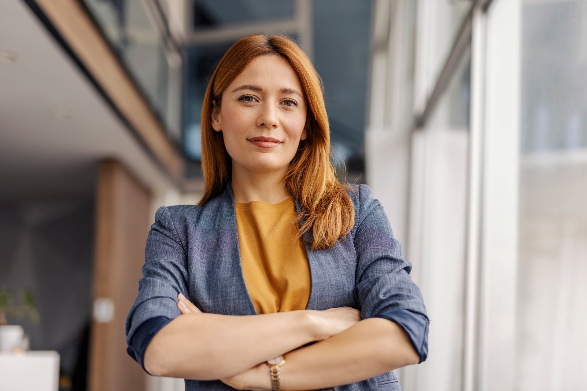 Portrait of confident woman in professional setting