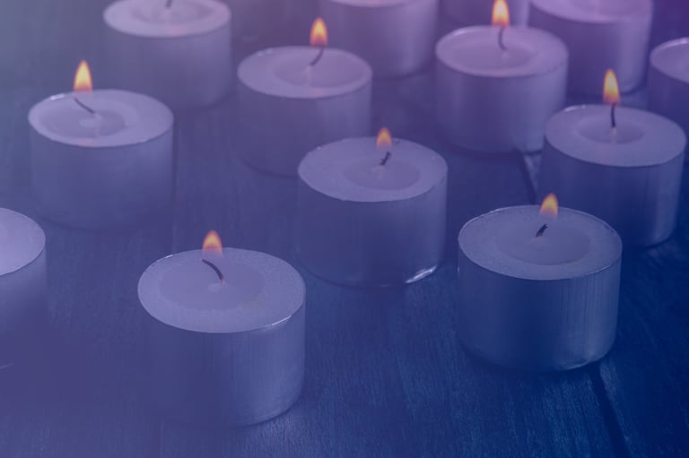 Candles glowing in the darkness