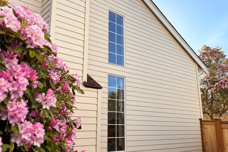 Beautiful two-story suburban home with wood siding