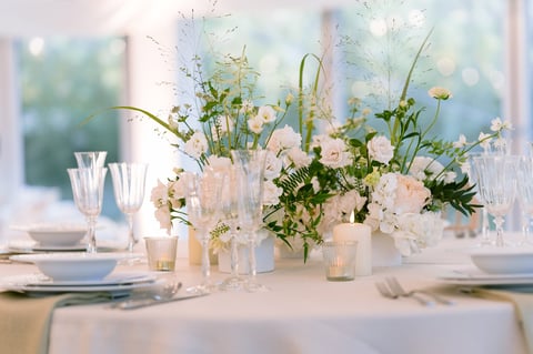 Elegant floral decoration on an upholstered chair