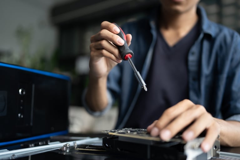 IT Engineer installing hardware