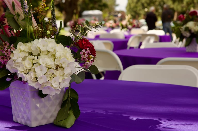 Floral park with green trees and colorful flowers in a beautiful garden