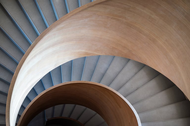 Modern spiral staircase viewed from above