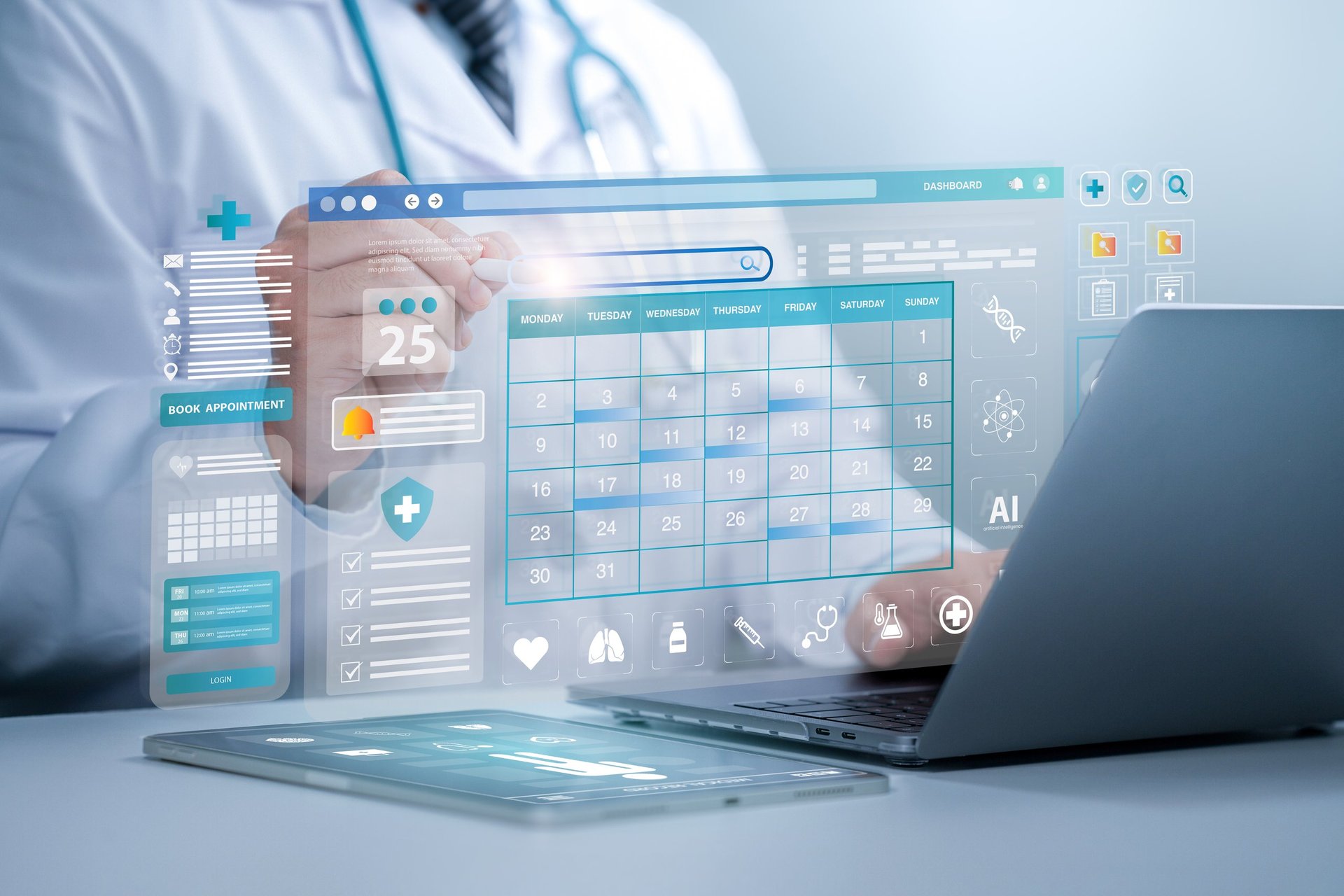 Medical checkup with digital calendar