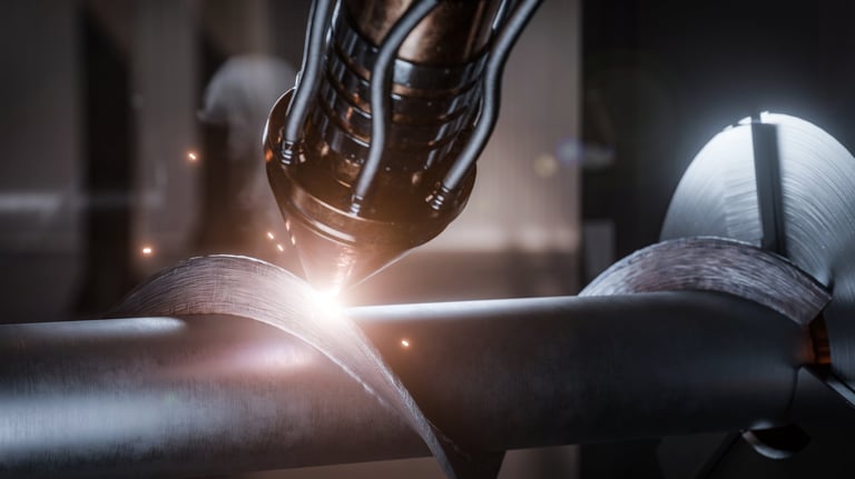 High-precision CNC metal fabrication process with robotic laser head