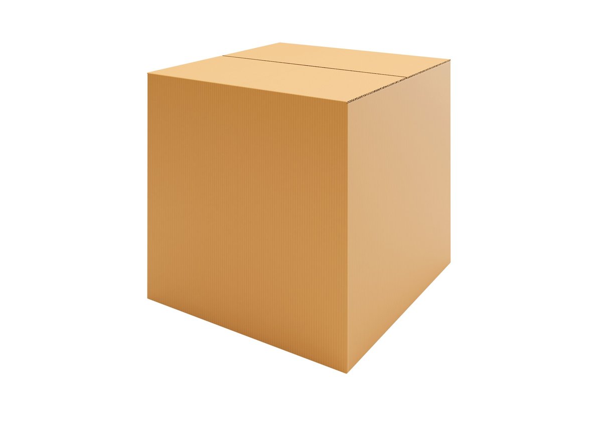 Caja de cartón con etiqueta de envío lista para despachar