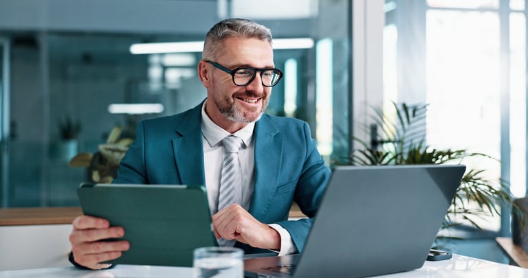 Business professional with financial documents