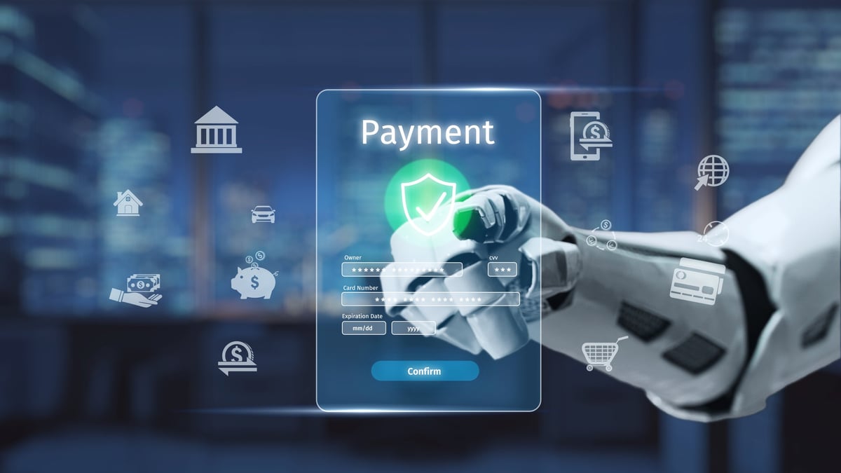 Futuristic security interface with digital payment protection