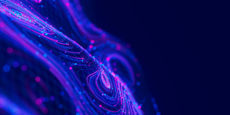 Abstract data swirl patterns in warm-toned cyberspace