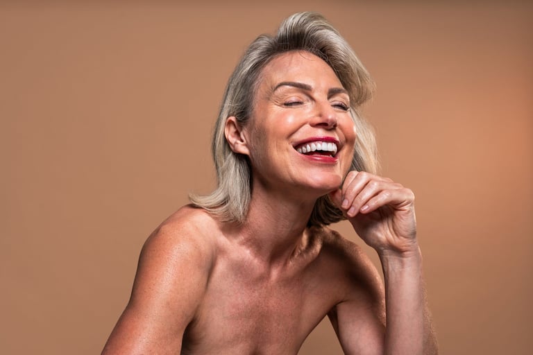 Beauty portrait of beautiful mature woman with radiant skin