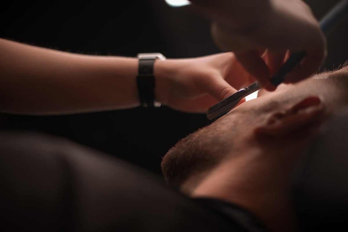 Close-up precision barbering