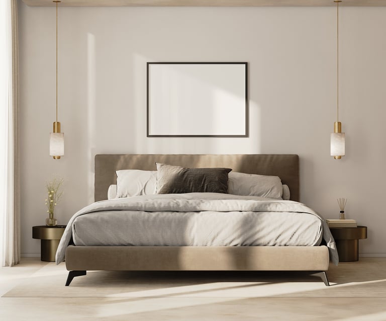 Serene modern bedroom with fresh paint and tasteful decor