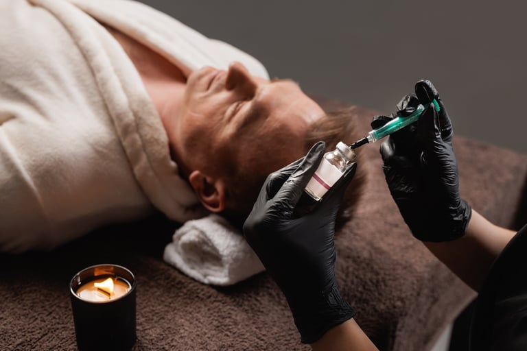 Man receiving skin rejuvenation injection
