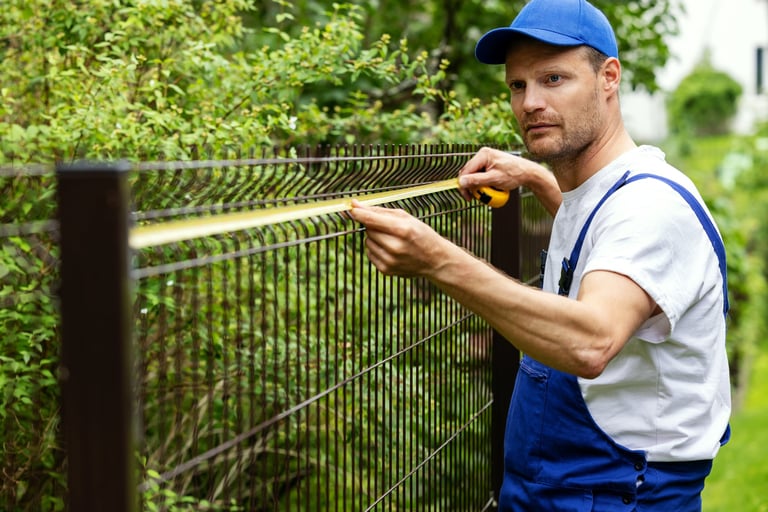 GreenFlow fencing professional taking measurements