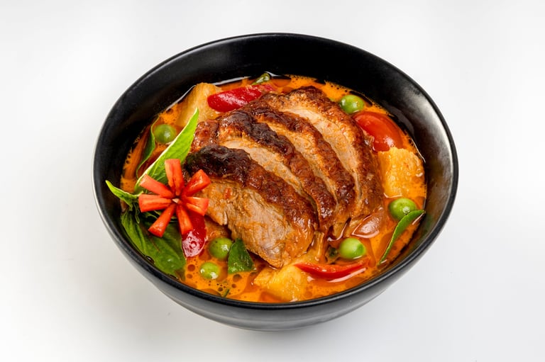 Roasted duck in red curry with pineapple